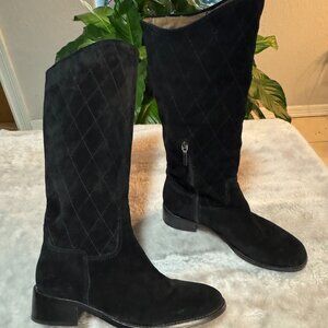 Donald J. Pliner, Zena - Black Suede Riding High Heeled Boots